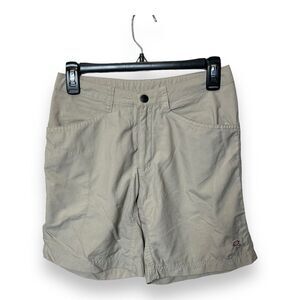 Mountain Hardwear Womens Shorts 4 Zip Pocket Bermuda Tan Nylon Outdoor Hiking